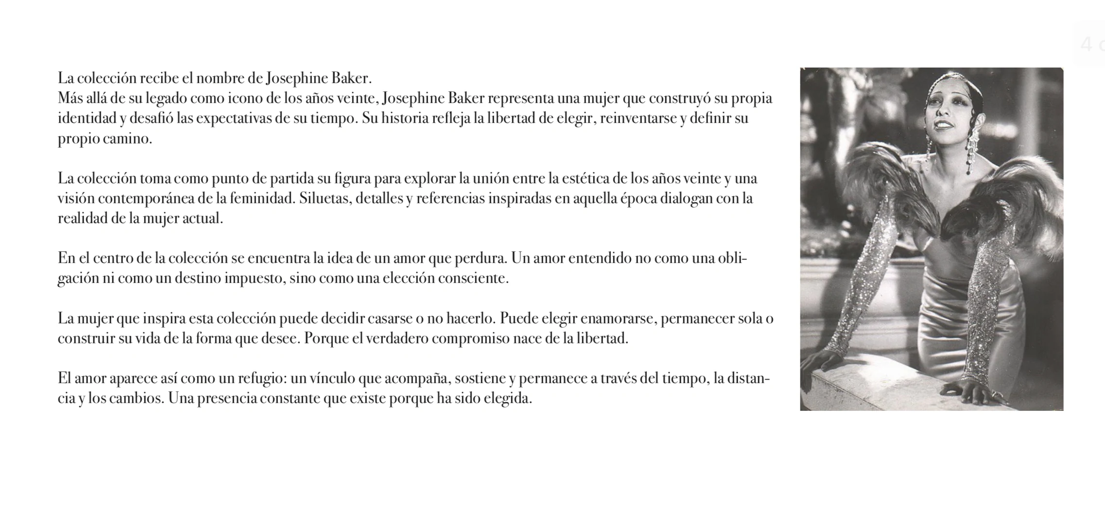 Concept page about Josephine Baker, freedom, identity and conscious choice